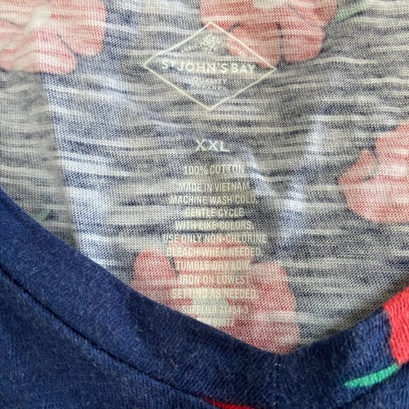 St John’s Bay XX-Large Navy Poppy Blouse Cold Shoulder, Shoulder Ties - Picture 3 of 7